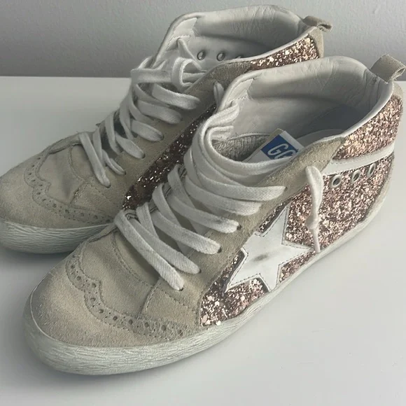 Golden Goose Mid Star Glitter Mid Top Sneakers
